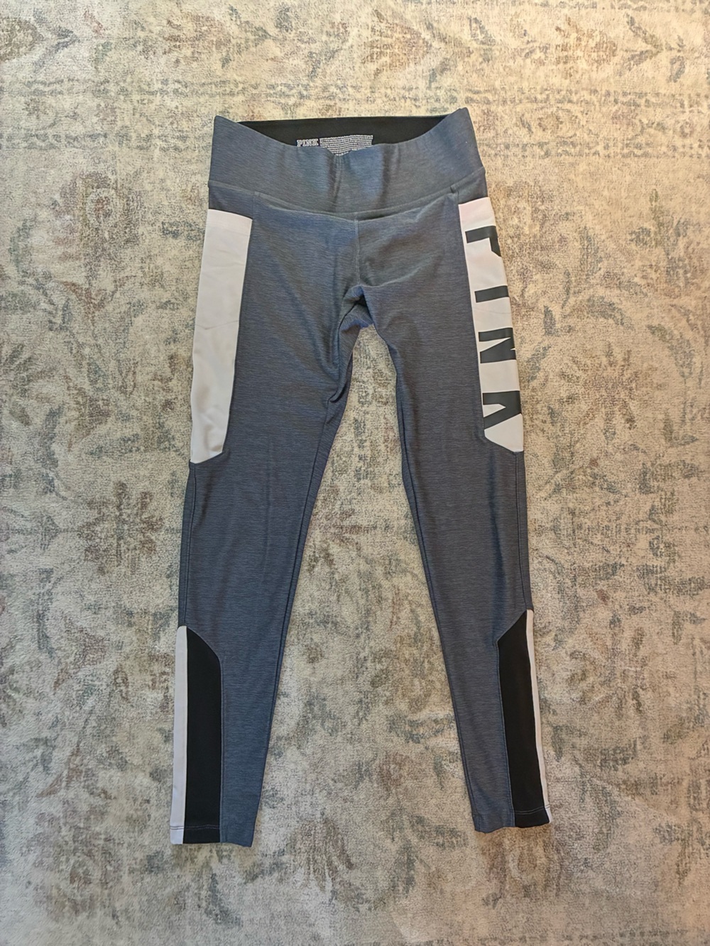 PINK Performance Leggings with White Accents, size medium